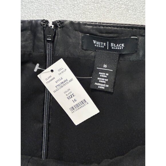 White House Black Market Black Genuine Leather Pencil Skirt Size 16 - Picture 4 of 5